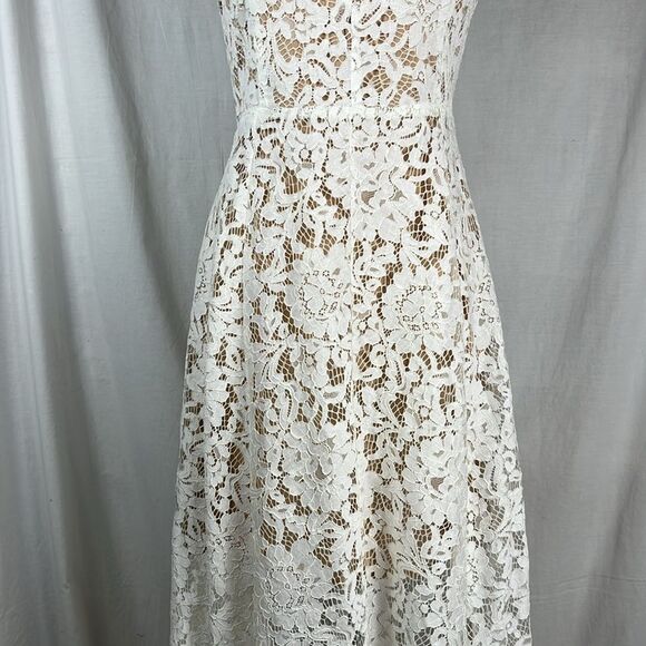Lulus Off White Lace Dress with V Neckline - Picture 4 of 11